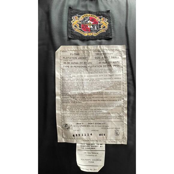 Vintage Stearns Flotation PFD III Red Full Zip Coat Jacket Adult Sz S USA Hood - Picture 6 of 11